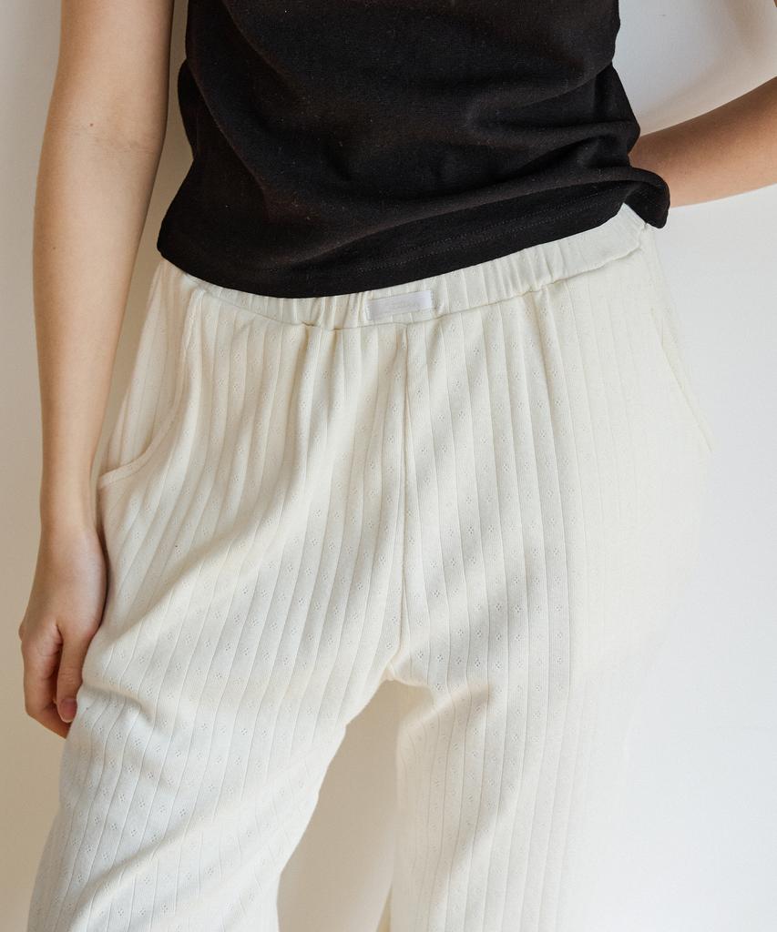 LETTER FROM MOON Bootcut Cotton Pants (Cream)