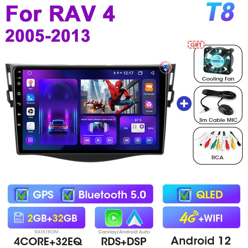 2 Din Android 12 Car Radio For Toyota RAV4 Rav 4 2005-2013 Multimedia Video Player GPS 4G Carplay Auto Stereo RDS IPS Head Unit