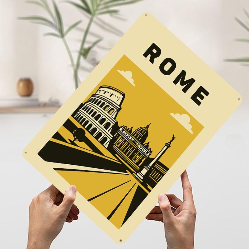 

Rome Travel Poster Customized Wall Art Vintage Metal Signs Retro Tin Plaque for Man Cave Office Decoration Room Home Decor Items 7.9x11.8In(20x30cm)