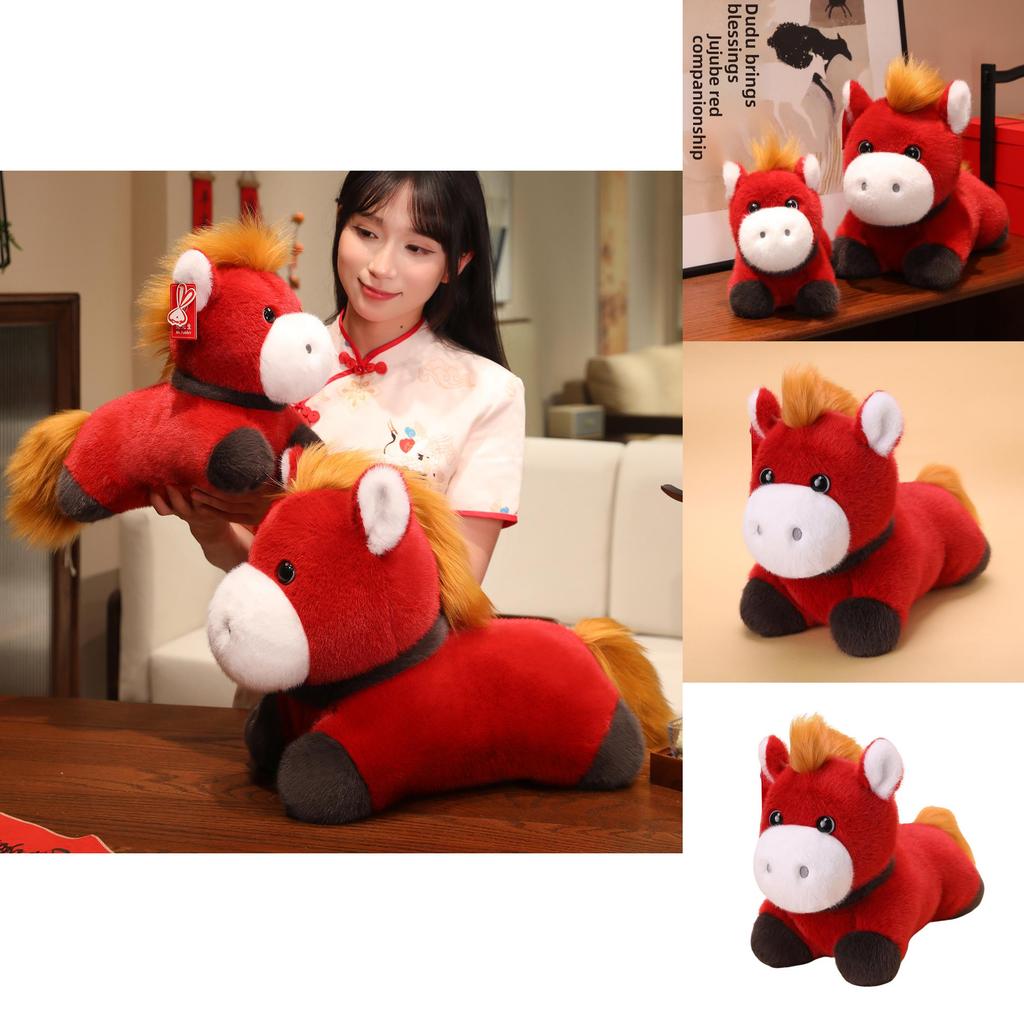 Chinesisches Tierkreiszeichen Pferd Plüschtier mit weicher Polyesterfüllung für Neujahrsgeschenke und Feiern