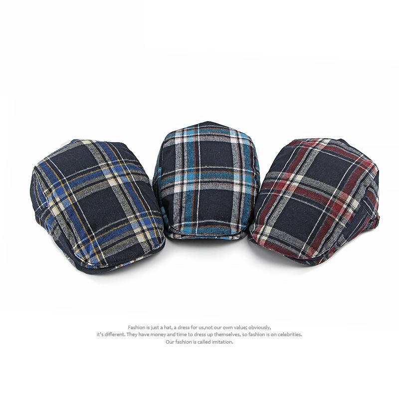 Plaid Baskenmütze Männer Retro Frauen