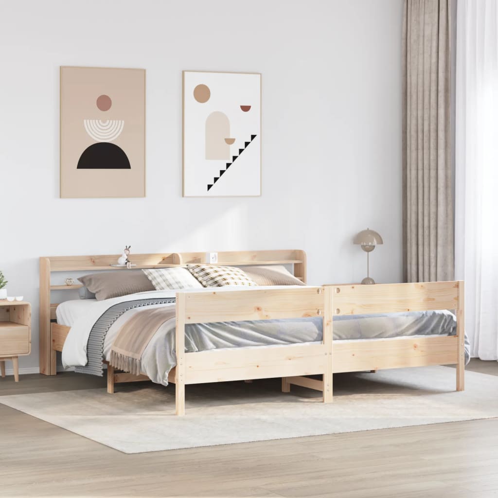 Solid Wood Bed Frame Without Mattress 180x200 Cm Pine Wood