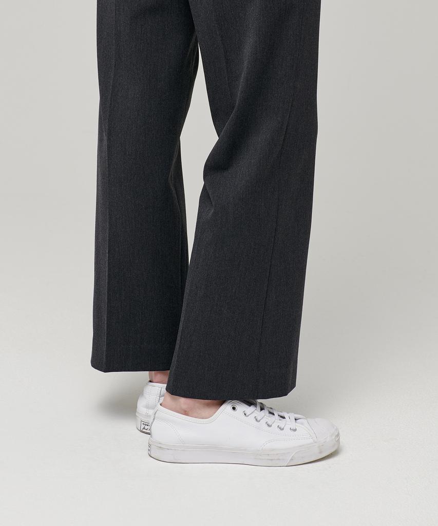 MUSINSA STANDARD WOMAN Women'S Heavyweight Fleece-Lined Straight Hidden Elastic Waist Slacks [Charcoal Gray]