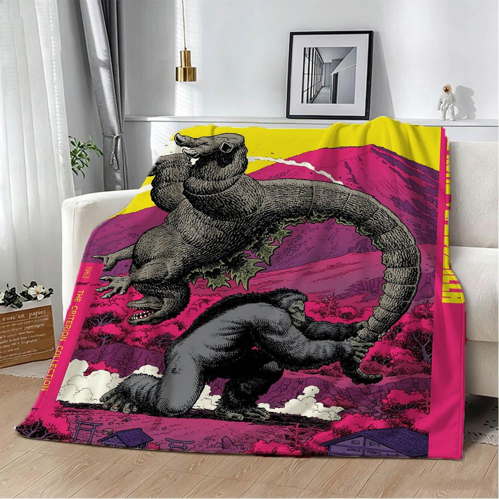 G-Godzilla-S 2 M-Monster King Classic 3D Flannel Blanket Soft Throw Blanket Art For Home Decor Bedroom Bed Sofa Picnic Fans Gift
