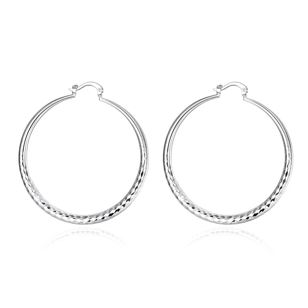 

Charms Fine 925 Sterling Silver Trendy and Fashionable 5CM Wide Earrings with Large Ear Hooks, Popular in Europe and America.