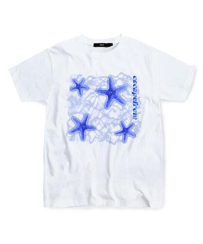 ESCAPEFROM Blue Starfish Print T-Shirt White