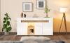 Modernes 3-türiges Sideboard, LED-Lichtsteuerung, App-Steuerung, 140x40x70 cm Hochglanz Wohnzimmermöbel, Weiß mit Glasboden, Aufbewahrungsschrank