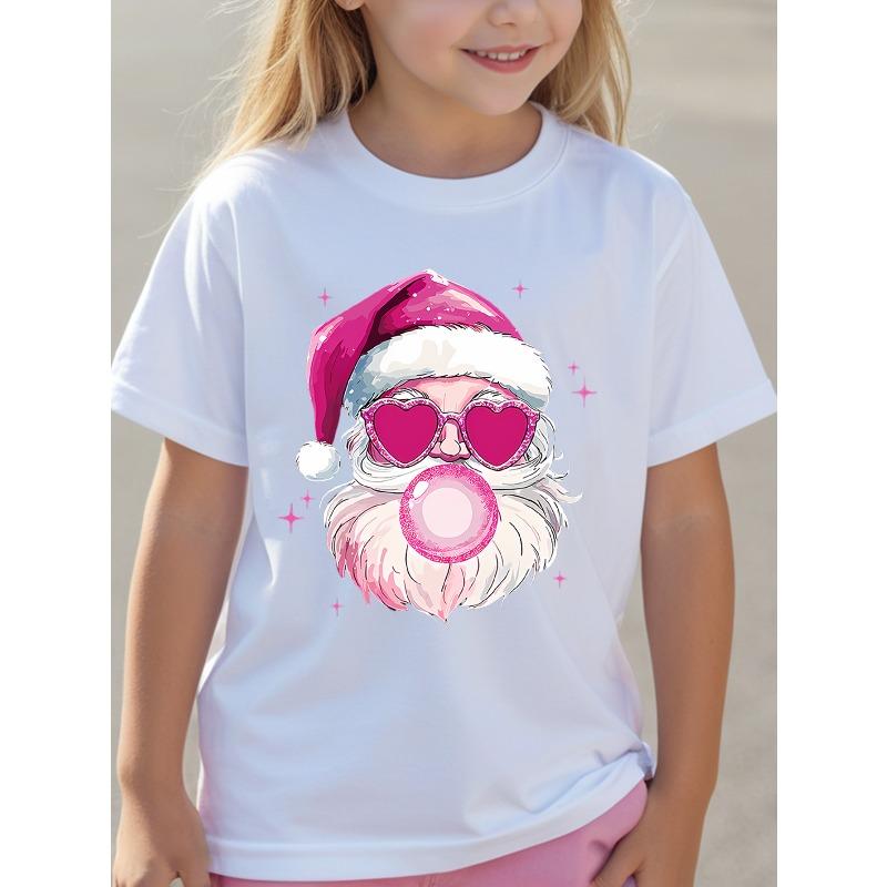 European sizes Girls Stylish Print Round-Neck T-Shirt, Casual Sports Top 110