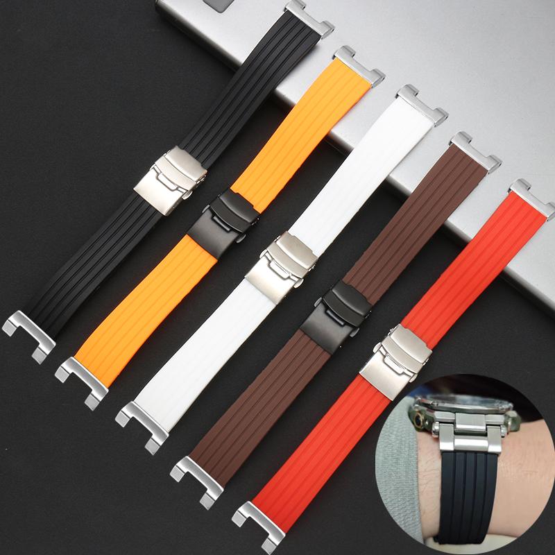 Modified Silicone Strap for Casio GSHOCK GST-B100 GST-S130/W300/400G/W110/S120 Diving Sport Wristband with Stainless Steel Adapt