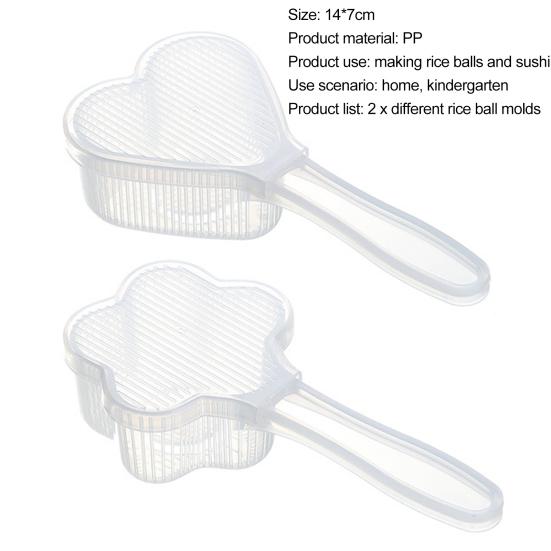1 Sada Formiček na Rýžové Koule Zdravé a Bezpečné Tvar Květiny Tvary Srdce Průhledné Nepřilnavé Výroba Rýžových Koulí Lehké Potravinářské Formičky na Rýži Kuchyň