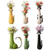 Small Modern Art Vase Desktop Ornaments Creative Cat-shaped Vase for Cat Lovers for Foyer Living Room Fireplace Bedroom Kitchen