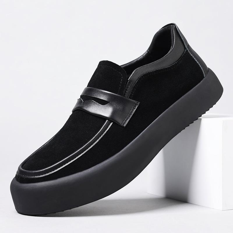 Fashion Men's Casual Shoes Genuine Suede Leather Thick Sole Mens Comfortable Driving Loafers Moccasins Men Outdoor Flats