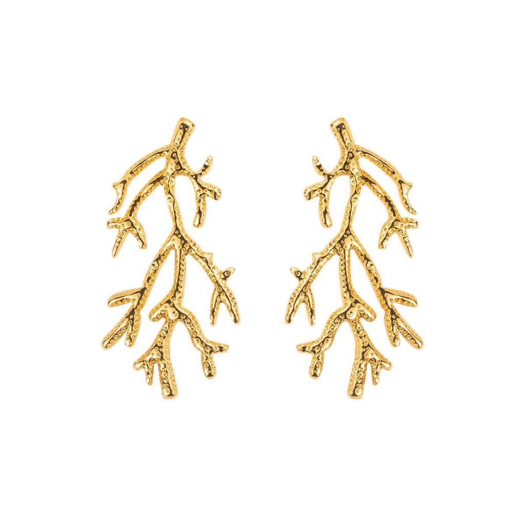 18K Gold Stainless Steel Stud Earrings Women Vintage Ocean Element Vacation Style Titanium Steel Fashion Ear Jewelry New Arrival