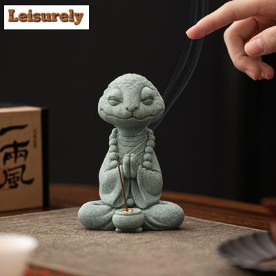 Green Sandstone Chinese Spirit Snake Tea Pet Boutique Fish Tank Landscaping Tea Figurine Play Toys Tea Statue Ornaments Craft