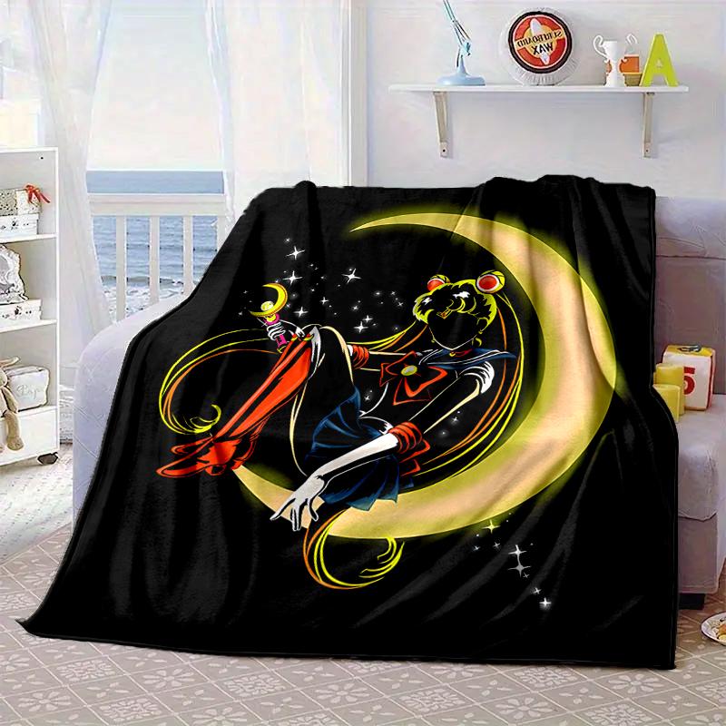 Moonlit Guardian Blanket Flannel Blanket for Bed, Sofa, Camping, Hiking, Picnic Essentials, Gift for Family Fan Gifts