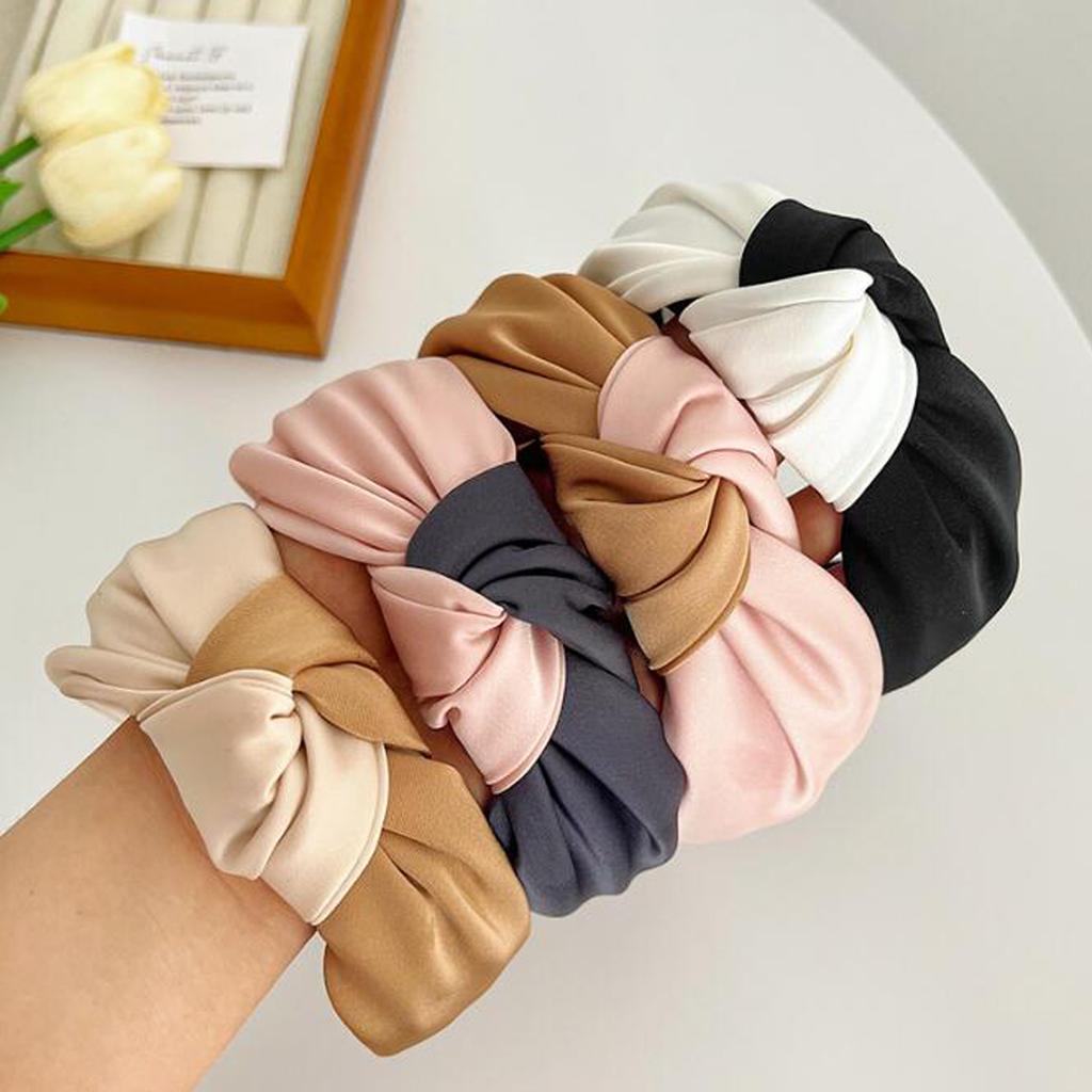 PROLY New Fashion Hairband For Women 5CM Wide Side Two Colors Patchwork Headband Casual Center Knot Headwear Hair Accessories