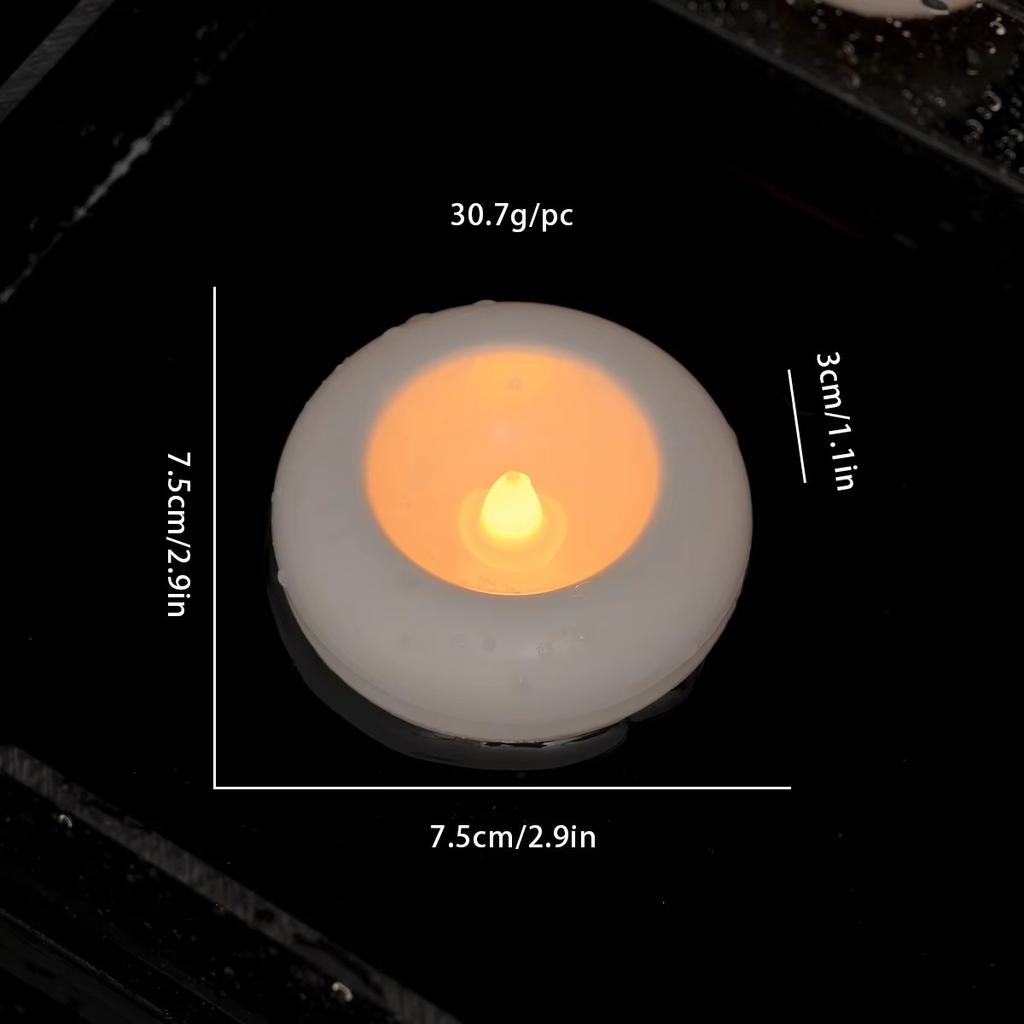 Flameless LED Floating Waterproof Plastic Candles Tea Light Romantic Flickering Votive Wax Tealight for Party Bathroom Decor