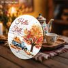 Garden decorations,autumn harvest festival decorations,wooden hanging decorative signs,"hello fall"logo,Pumpkin and car pattern,2D flat products