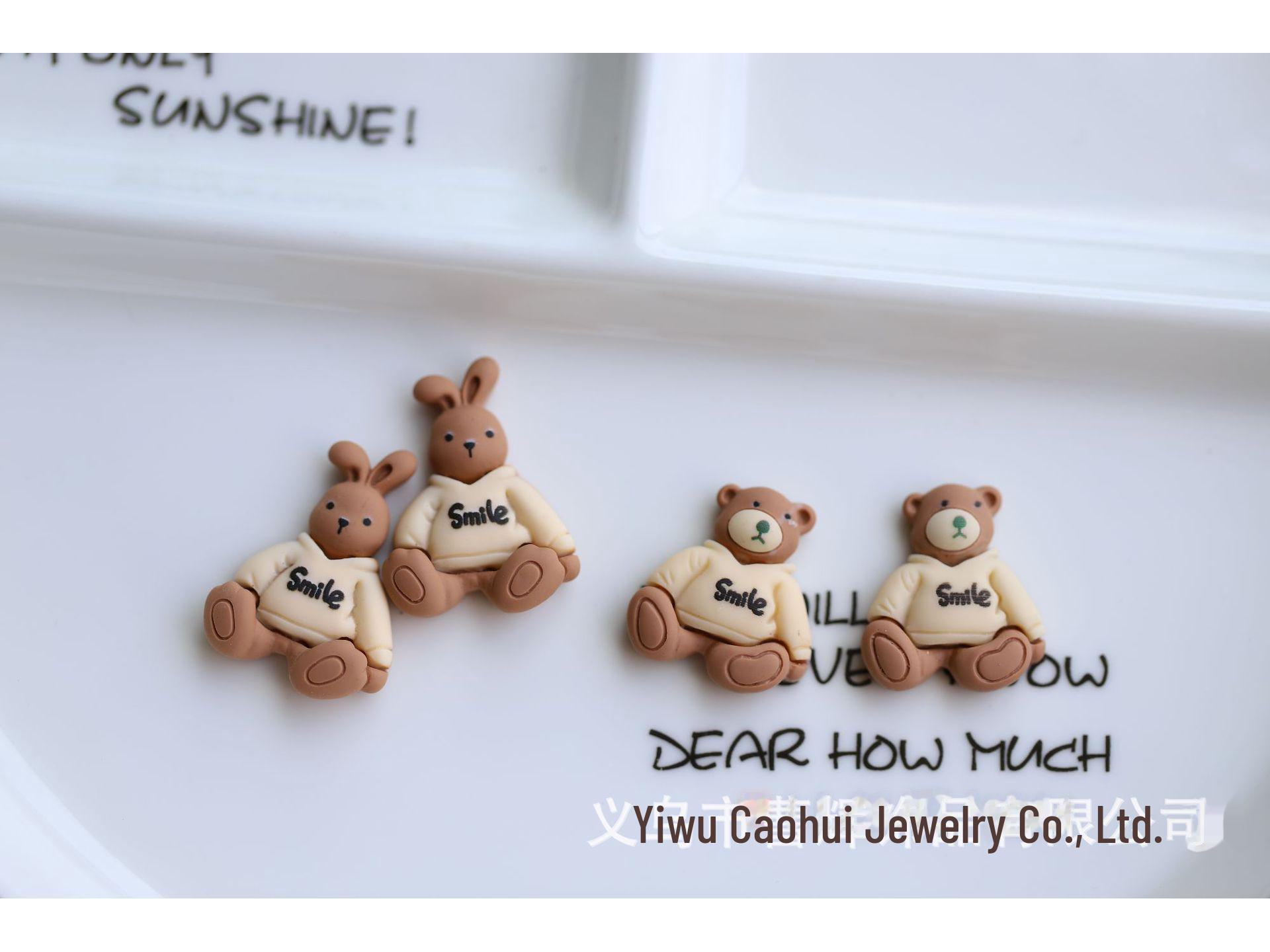 

Милый кролик медведь мультфильм смоляные украшения и чехлы для телефонов аксессуары Bear style грязно-белый