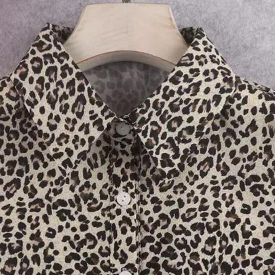 Fake Collar Leopard Print Detachable Lapel Collar Women Lightweight Breathable Half Shirt Collar Dresses Blouses Accessory