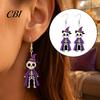 Cute Skeleton Earrings 1 Pair Halloween Cat Drop Dangle for Women, Acrylic Witch Hat Skull Hoop Earring, Theme Jewelry Gift Sweet Cool