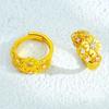 Glittering Rhinestone Accent Ring Sand Gold Gold Plated Ring Elegant Floral Adjustable Ring  Daily