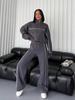European and American Casual Set with Long Sleeve Cardigan Hoodie and Lace-up Striped Pants