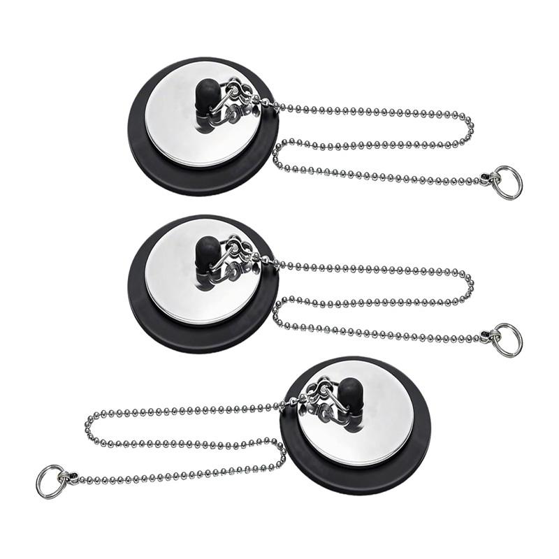 1/2/3 Stück Badewannenstöpsel mit 40cm Kette Universeller Badewannen-Abflussstopfen Ersatz Waschbeckenstöpsel für Badezimmer Küchenspüle Stöpsel Set