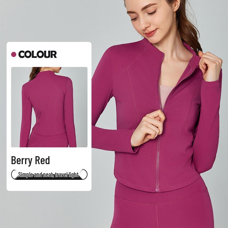 European & American Slim Fit Yoga Wear: Women's Long-Sleeve Zipper Cardigan for Autumn & Winter Running and Fitness.