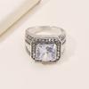 Huajie Full Paved Brilliant Square Zircon Couple's Rings Wedding Bridal Party Gift Shining Ring  Trend Tide