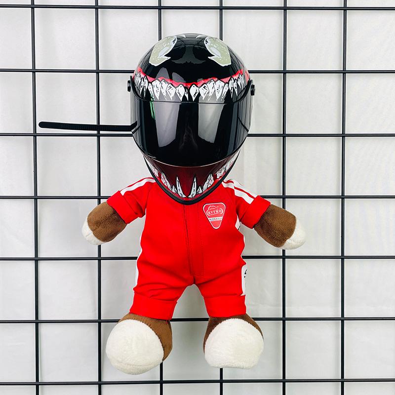 Motorcycle Doll Bear Helmet Model Motorcycle Pendant Doll Plush Doll Doll