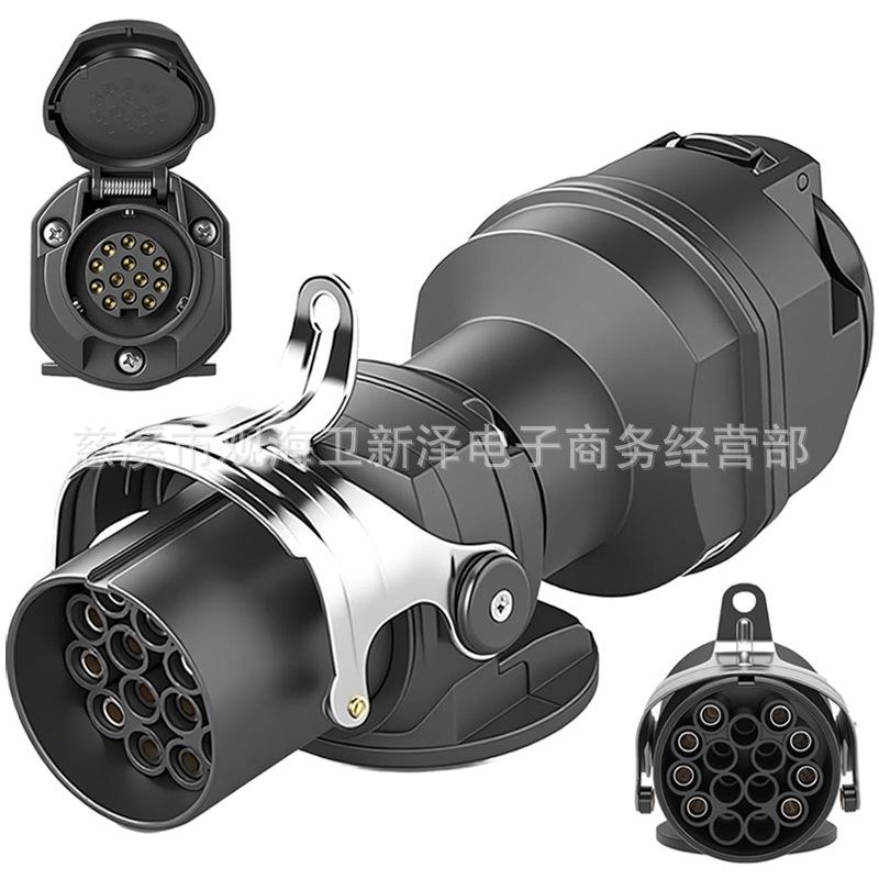 

24V 15-Pin Truck ABS to 12V 13-Pin Trailer Voltage Converter Adapter Yes чёрный