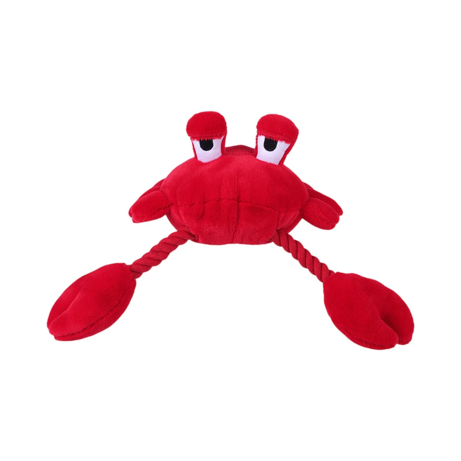 

Red Crab Squeaky Dog Toy Tug of War Interactive Chew Toy for Medium Large Dogs one size