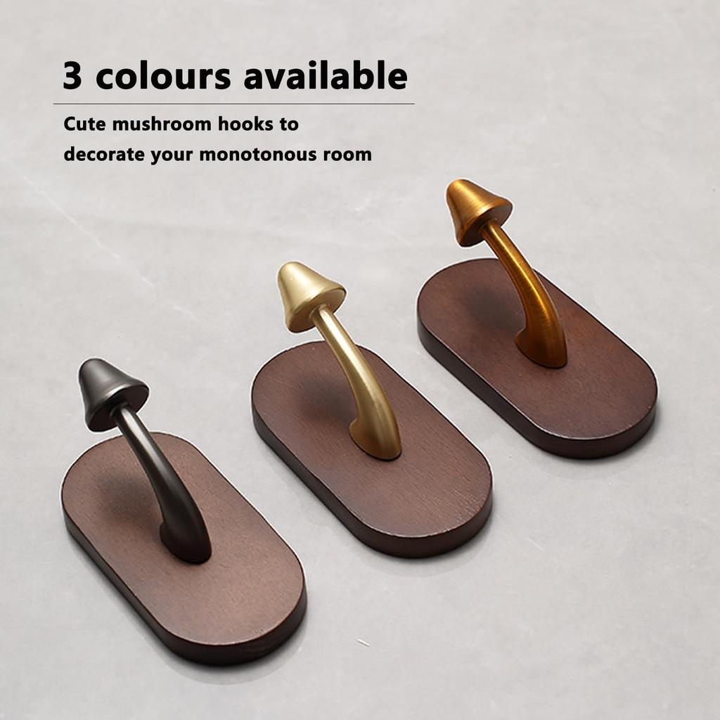 4 Pcs Mushroom Hooks, Mushroom Coat Hooks Wooden Base with Zinc Alloy Hooks To Highlight Vintage Feeling, Decorative Wall Hook Hooks for Hanging Coat