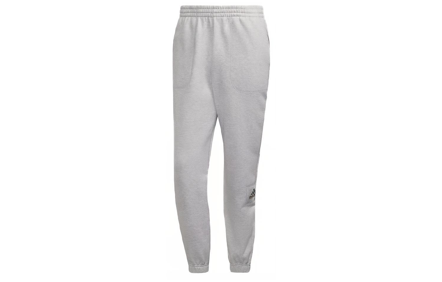 

Adidas Embroidered Logo Solid Color Mid Rise Loose Fit Fleece Lined Cuffed Pants Knitted Sweatpants Men s Gray HG8087 M