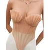 Transition Sexy Shell Pleated Zou Three-Dimensional Fishbone Back Strap Mesh Gentle Beauty Back Vest Flesh Color Inner Wear Blouse