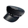 Fashion Flat Top Hat With Chain Detail For Spring And Fall Casual Wear