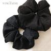 VINGTAINE Embroidered Botanical Scrunchie Hair Tie for Stylish and Cute for Adults Fall/Winter, (HS-196-BR)