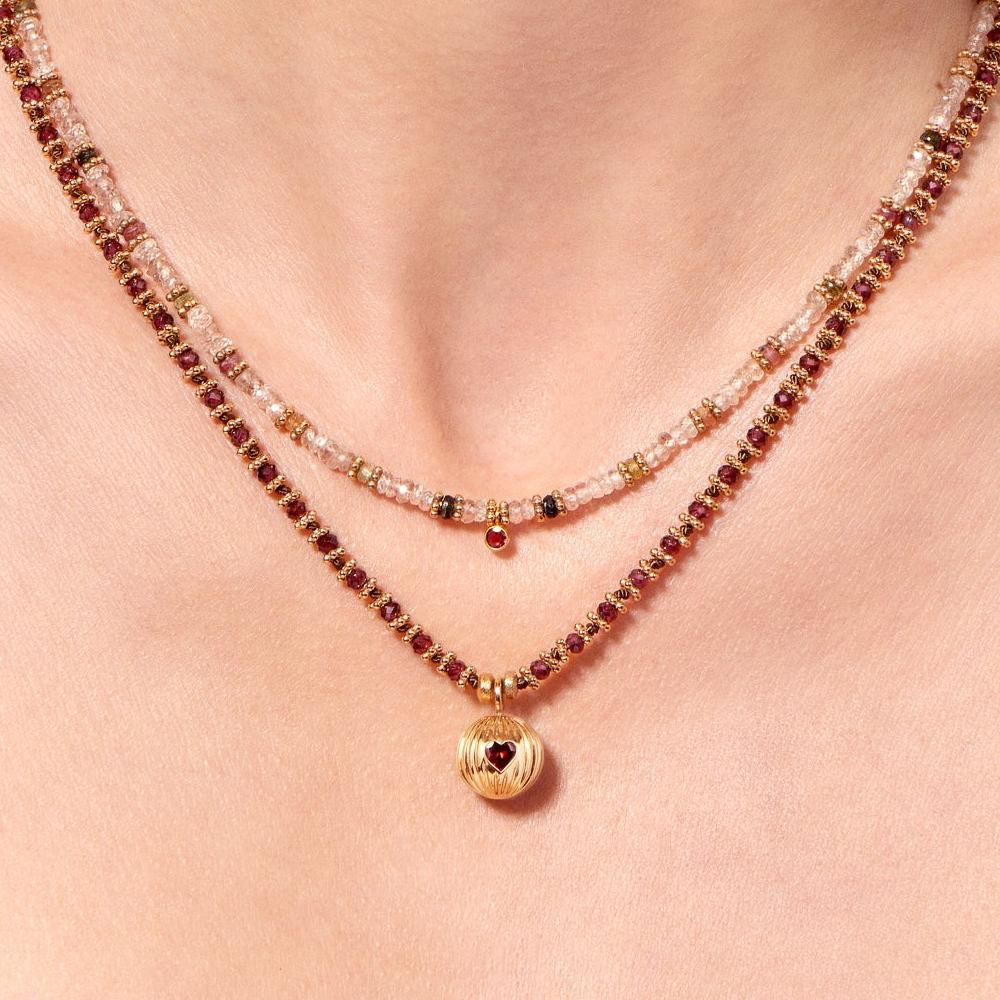 Medieval Natural Stone Beaded Maillard Stacked Necklace Light Luxury Niche Fashion Collarbone Chain Necklace