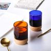 Neue Kaffeetasse aus Borosilikatglas Holzsockel Glas Bernsteinfarbene Tasse Brühen einfach