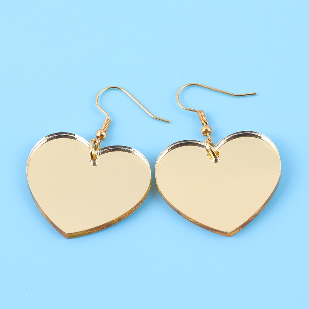 Gold Silver Color Mirrored Heart Acrylic Dangle Earrings for Women 2025 Trending Peach Love Pendant Earring Simple Jewelry Gifts