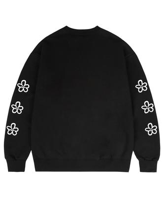 GRAVER [Unisex] Elbow 3 Line Flower Sweatshirt_Black