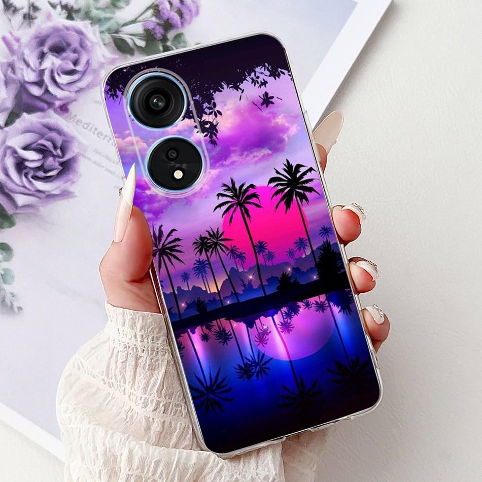 For Oppo Reno8 T Phone Case Reno 8T 5G 4G CPH2481 CPH2505 Elegant Floral Cat Soft Silicone Transparent TPU Lightweight Cases