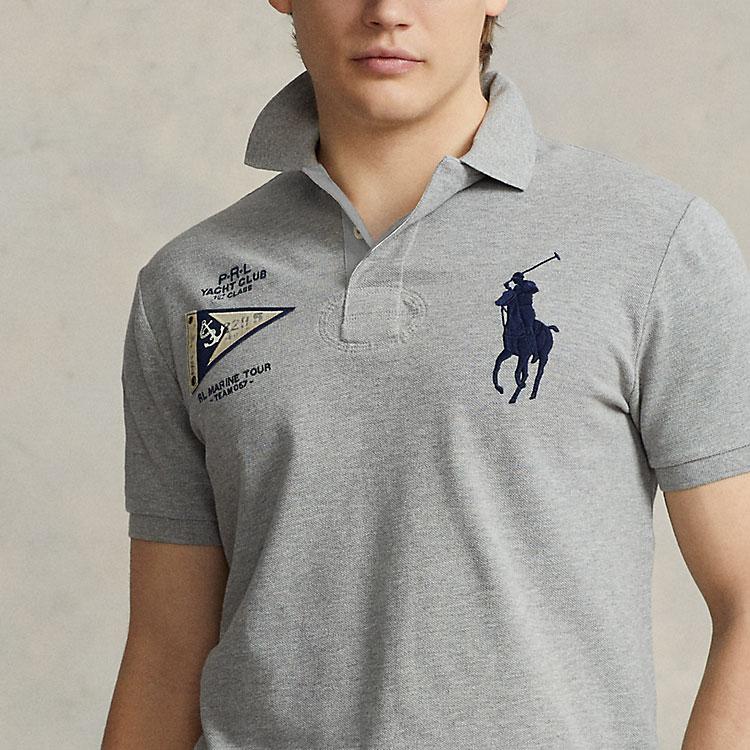 Polo Ralph Lauren SS23 Brand Logo Embroidered Straight-Cut Short Sleeve Polo Shirt Men tops Gray MNPOKNI1N822430-020