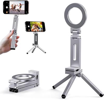 Support de Trépied de Téléphone Magnétique Pliable, Support Portable Rotatif à 360° Pour iPhone Samsung Vidéo de Voyage Bureau Avion /Train
