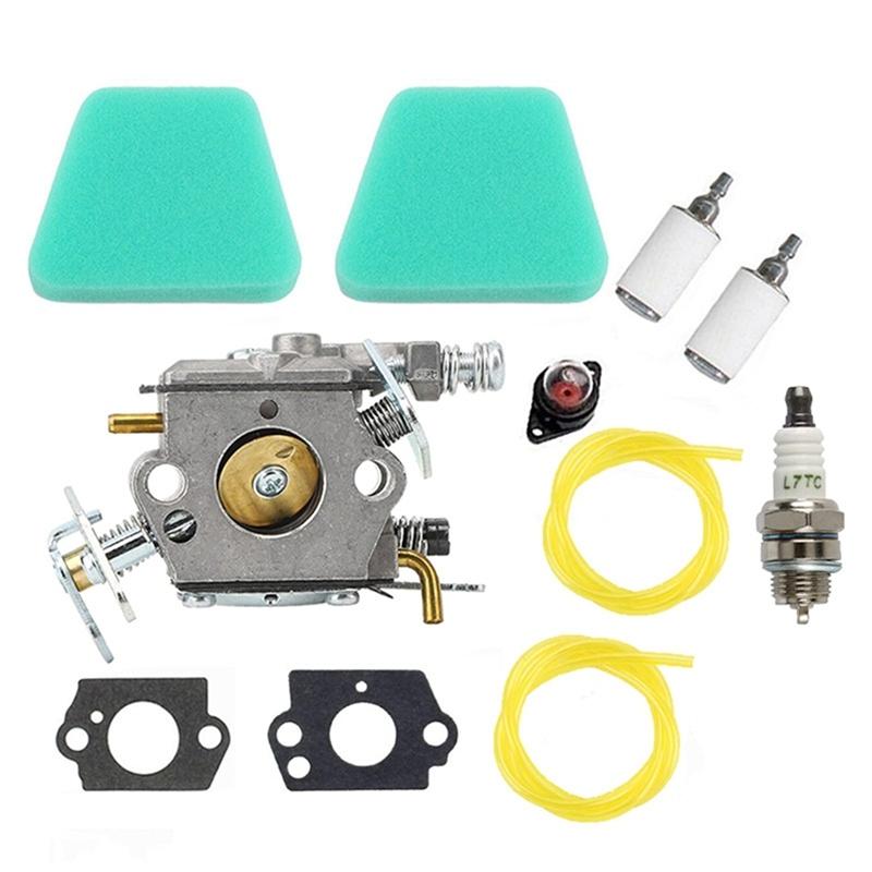SHGO Carburetor Sets for Partner 350 351 352 370 371 390 Walbro WT-391 McCulloch for Mac Cat 335 435 with Gasket Plug Fuel Line