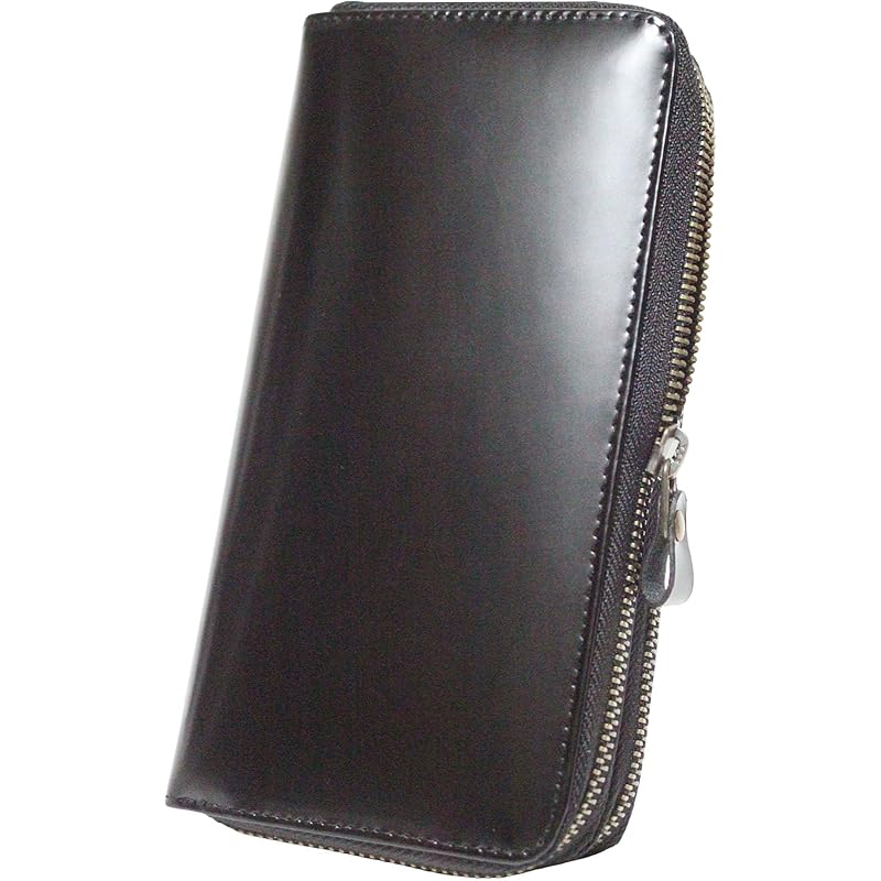 

[Berkut] black long wallet cordovan men s YKK double zipper wallet horse leather horse leather genuine leather Genuine leather leather leather male