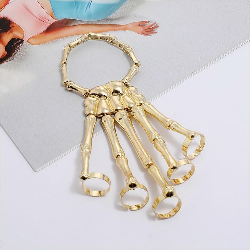 1Pc Punk Bracelet Bone Versatile Five Finger Ring Bracelet Adjustable One Chain Couple Ladies Bracelet Bracelet Jewelry