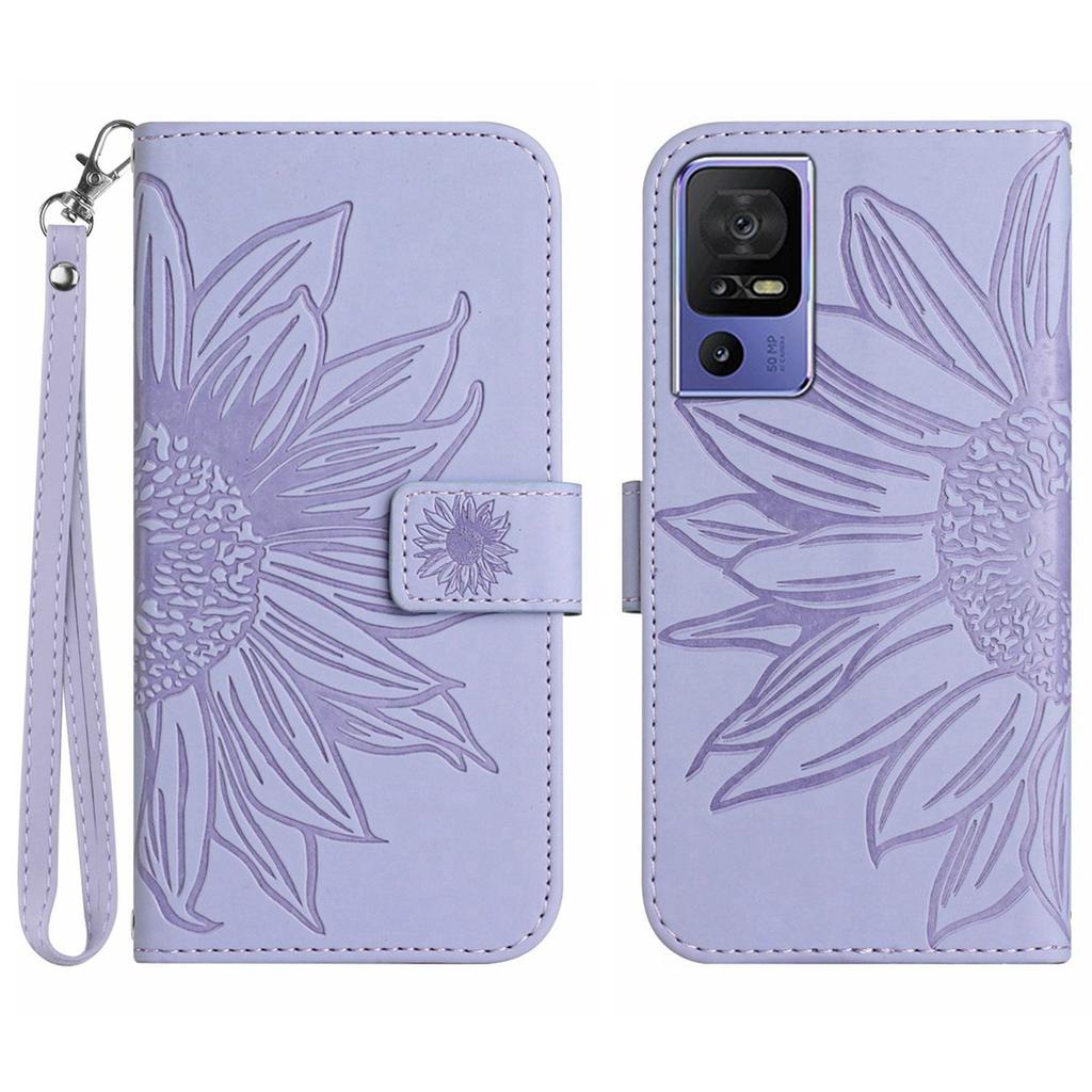 For Infinix Hot 12 Mobile Phone Leather Case TCL 40SE Frosted Sunflower Card Holder Protective Case