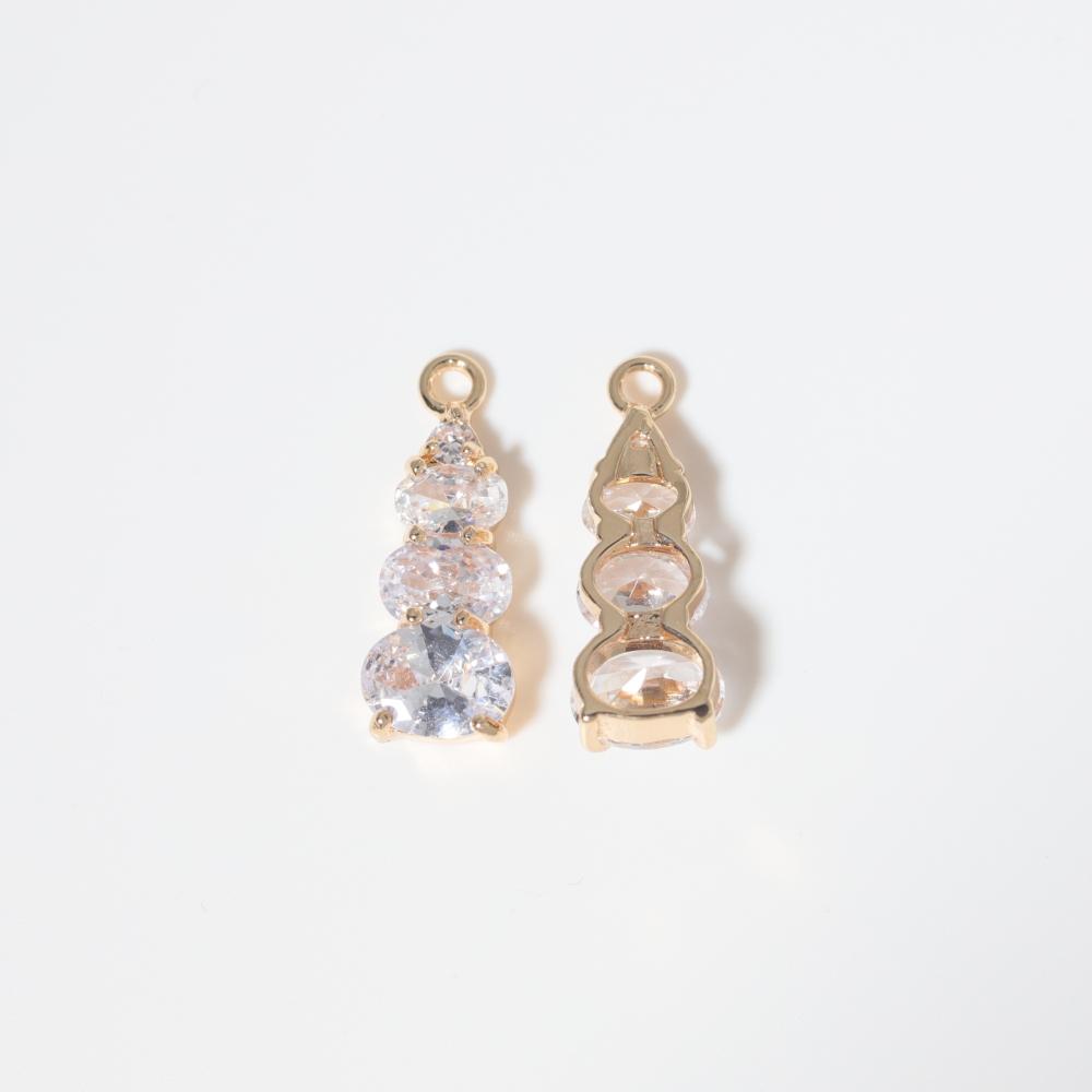 Golden Plated Graduated Clear Zircon Charms, Jewelry Making Supplies